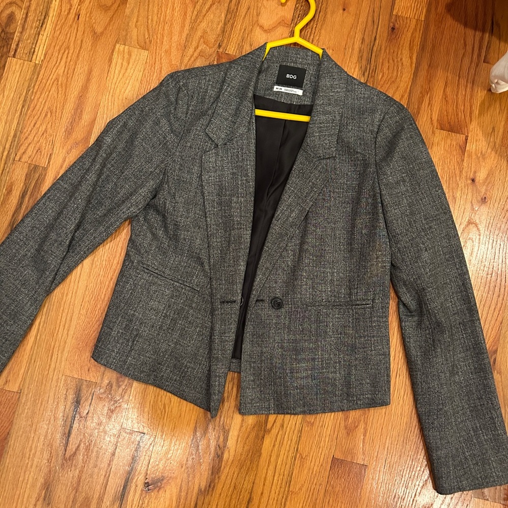 BDG Gray Tailored Blazer with Notched Lapel